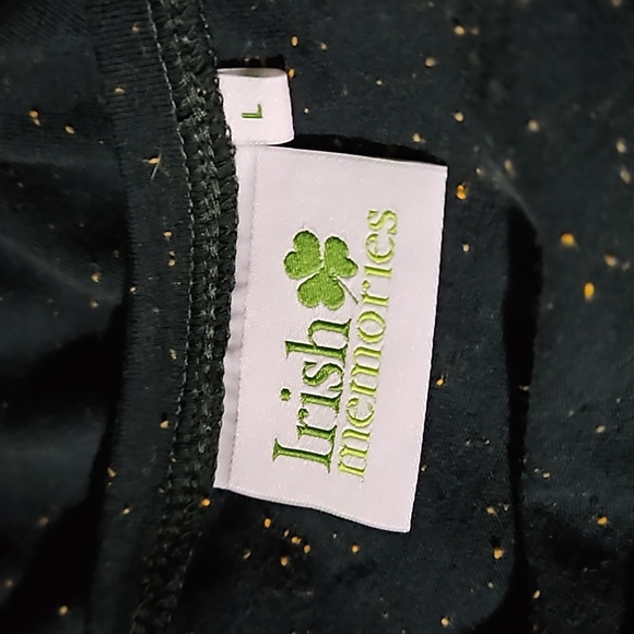 Irish Memories Heather Green T-Shirt with Gaelic Song Lyrics & Harp. Size Lg - Picture 5 of 9